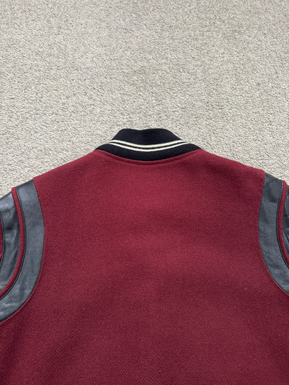 FW16 Saint Laurent by Hedi Slimane Red Teddy Varsity Bomber Jacket