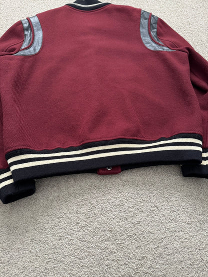 FW16 Saint Laurent by Hedi Slimane Red Teddy Varsity Bomber Jacket