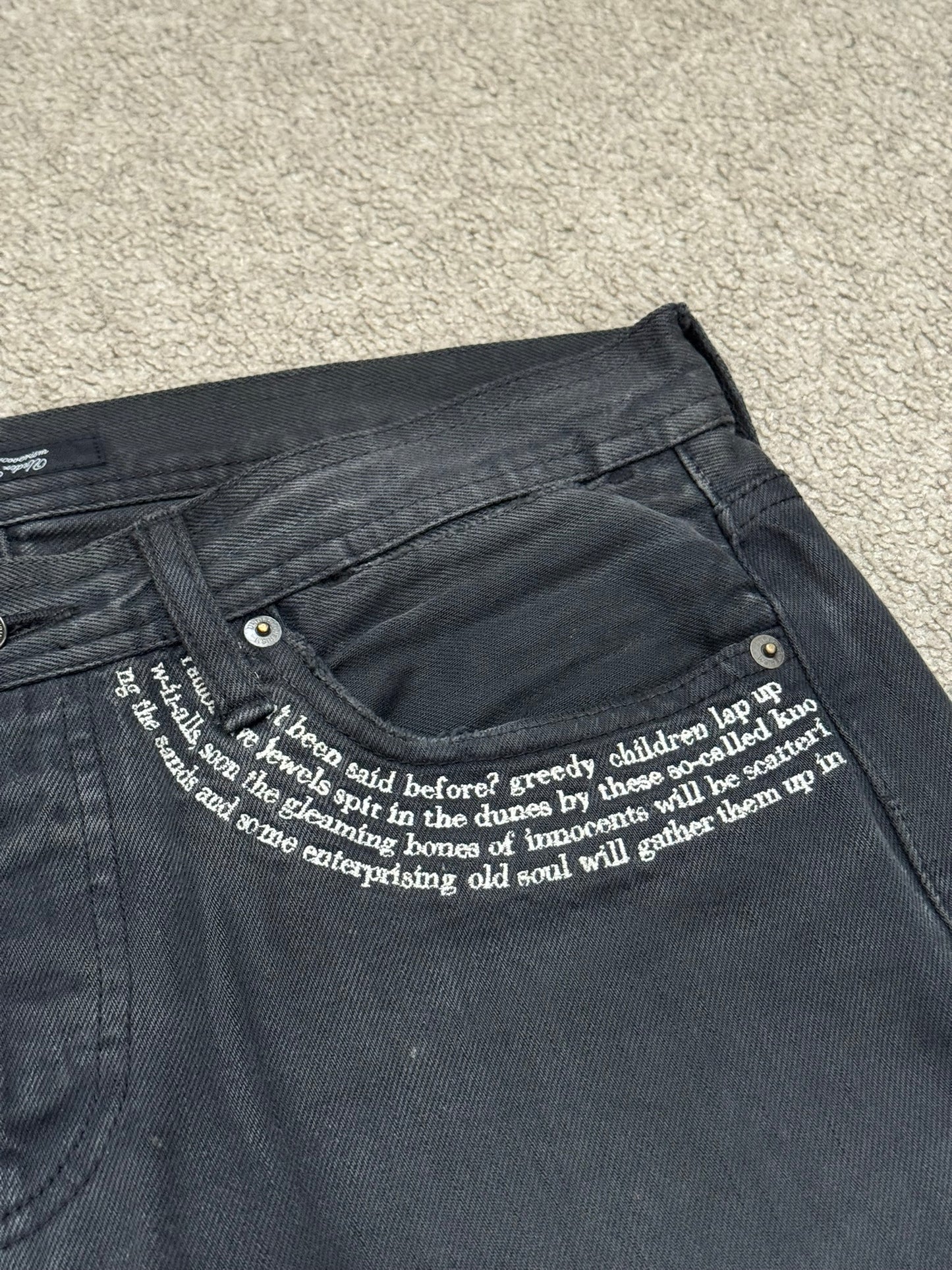 SS09 Undercover "Neoboy" Patti Smith Poem Black Denim Jeans