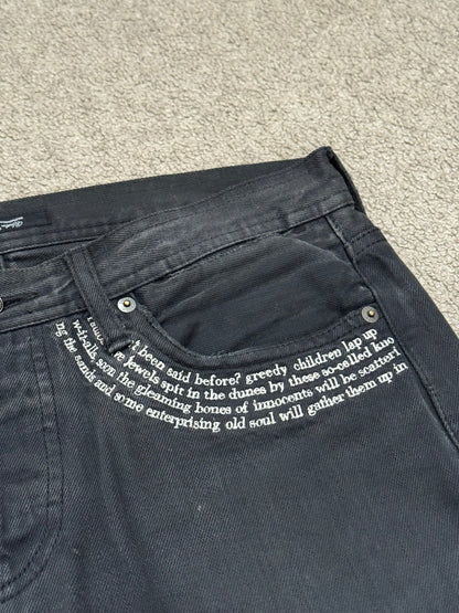 SS09 Undercover "Neoboy" Patti Smith Poem Black Denim Jeans