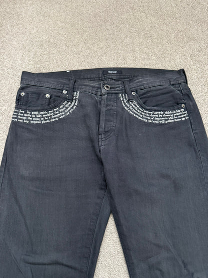 SS09 Undercover "Neoboy" Patti Smith Poem Black Denim Jeans