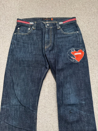 AW07 Undercover Grasping Heart Zipper Waist Denim Jeans