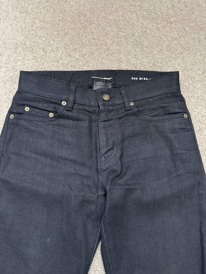 FW15 Saint Laurent by Hedi Slimane Waxed Knee Slit D02 Denim Jeans