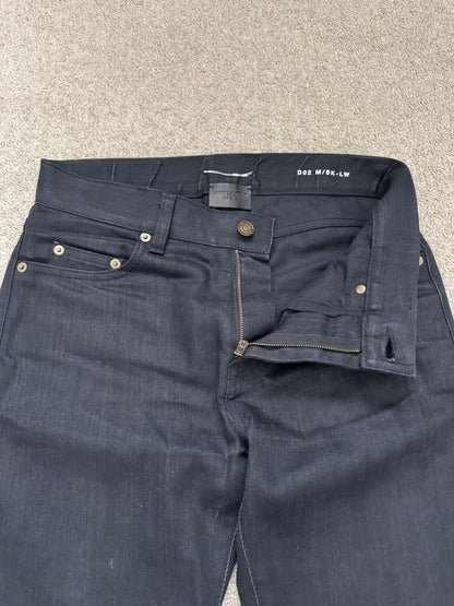 FW15 Saint Laurent by Hedi Slimane Waxed Knee Slit D02 Denim Jeans