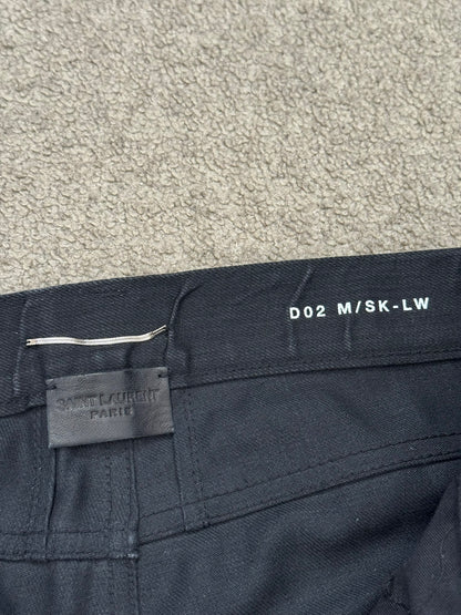 FW15 Saint Laurent by Hedi Slimane Waxed Knee Slit D02 Denim Jeans