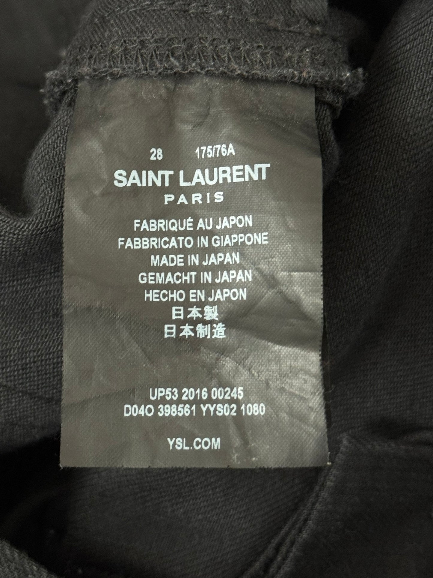 FW15 Saint Laurent by Hedi Slimane Waxed Knee Slit D02 Denim Jeans