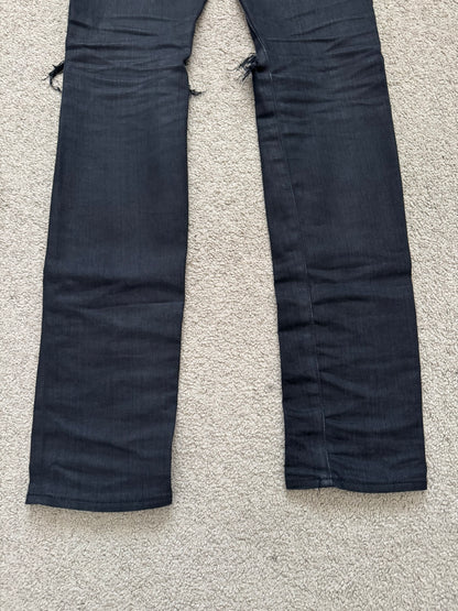 FW15 Saint Laurent by Hedi Slimane Waxed Knee Slit D02 Denim Jeans