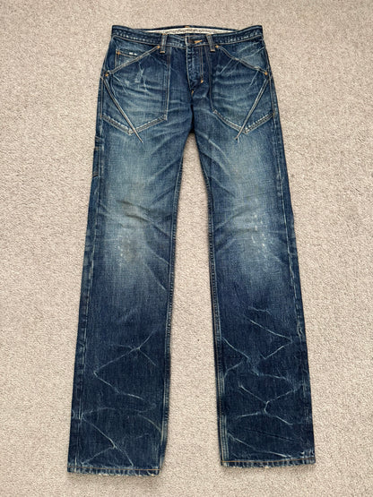 SS07 Number (N)ine Crying Heart Pain Carpenter Honeycomb Denim Jeans