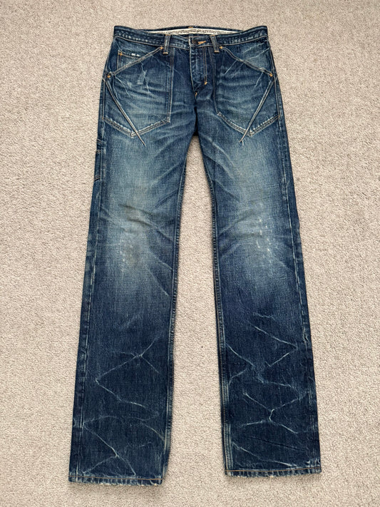 SS07 Number (N)ine Crying Heart Pain Carpenter Honeycomb Denim Jeans
