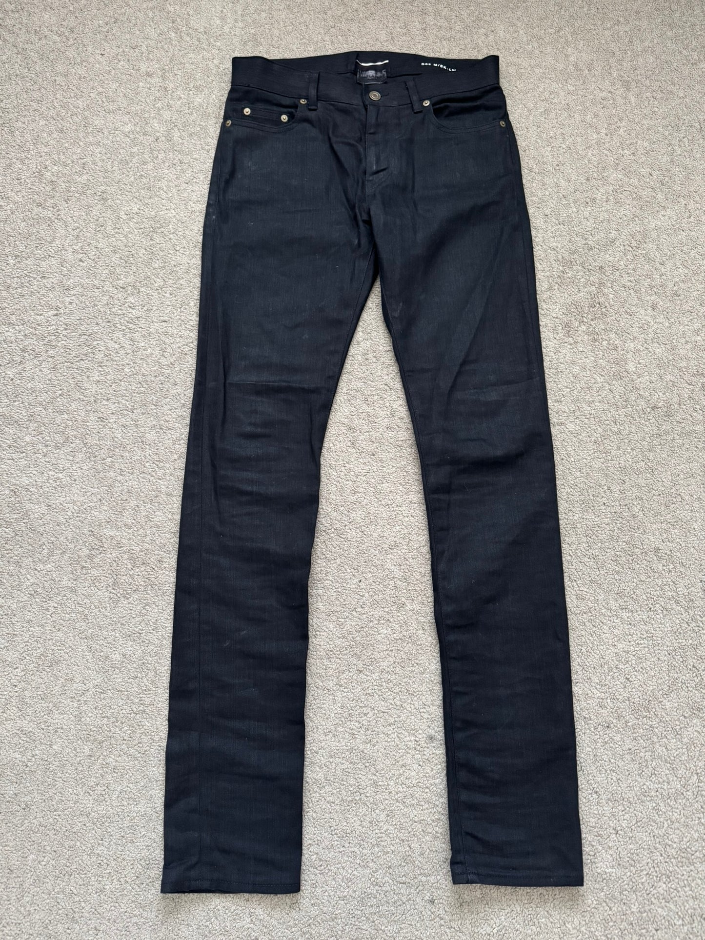 SS15 Saint Laurent by Hedi Slimane Black Waxed D02 Denim Jeans