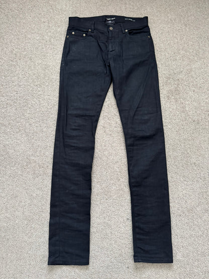SS15 Saint Laurent by Hedi Slimane Black Waxed D02 Denim Jeans