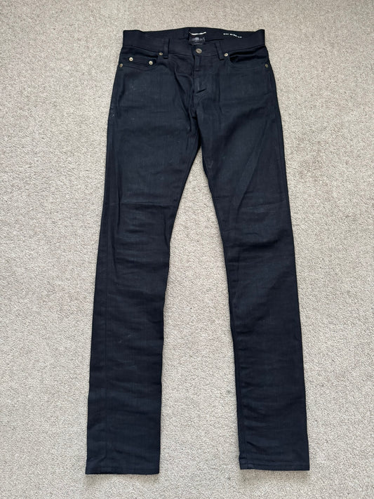 SS15 Saint Laurent by Hedi Slimane Black Waxed D02 Denim Jeans