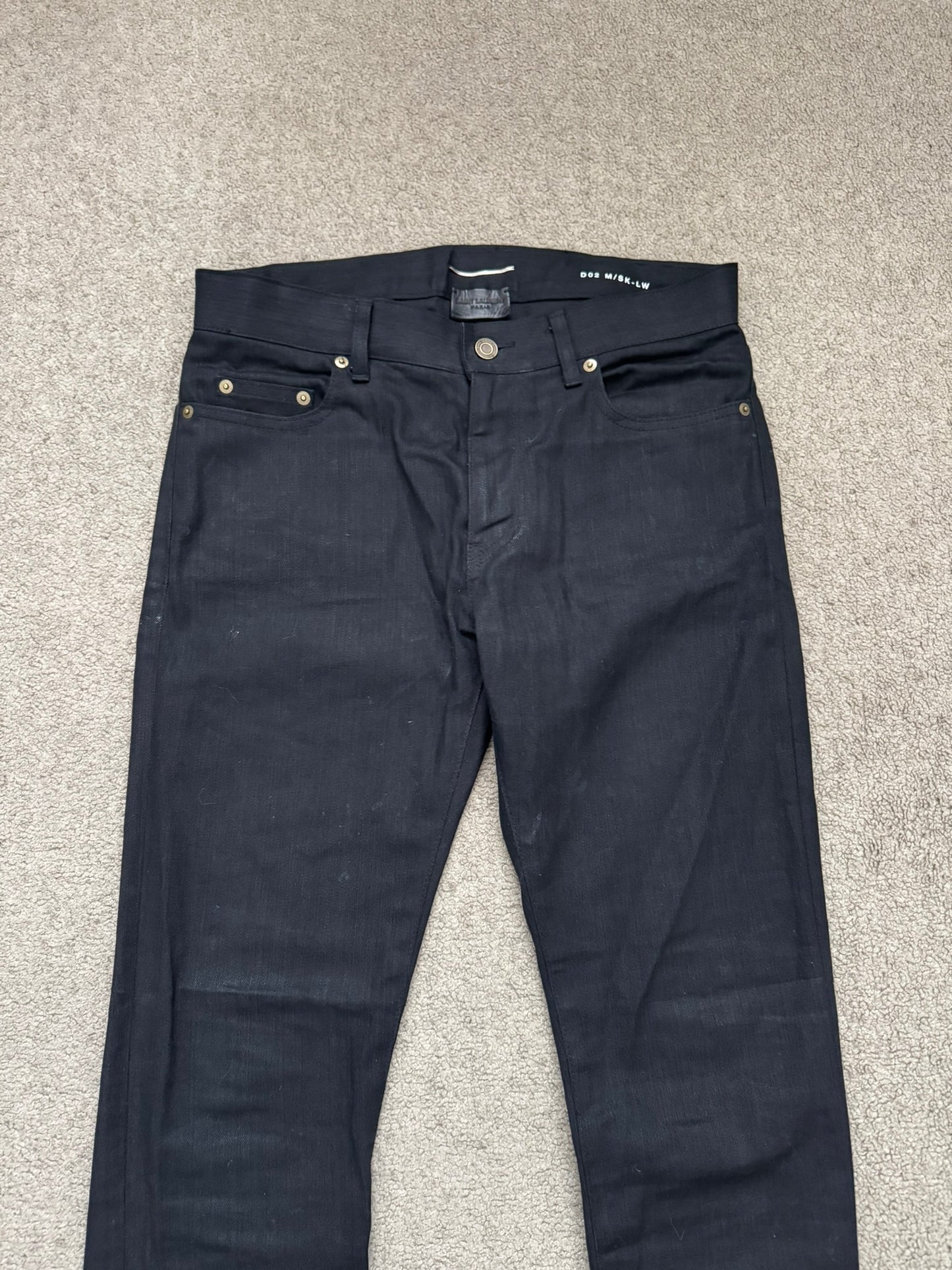 SS15 Saint Laurent by Hedi Slimane Black Waxed D02 Denim Jeans