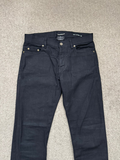 SS15 Saint Laurent by Hedi Slimane Black Waxed D02 Denim Jeans