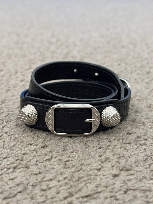 SS13 Balenciaga Arena Leather Studded Wrap Belted Bracelet