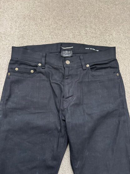 SS15 Saint Laurent by Hedi Slimane Black Waxed D02 Denim Jeans
