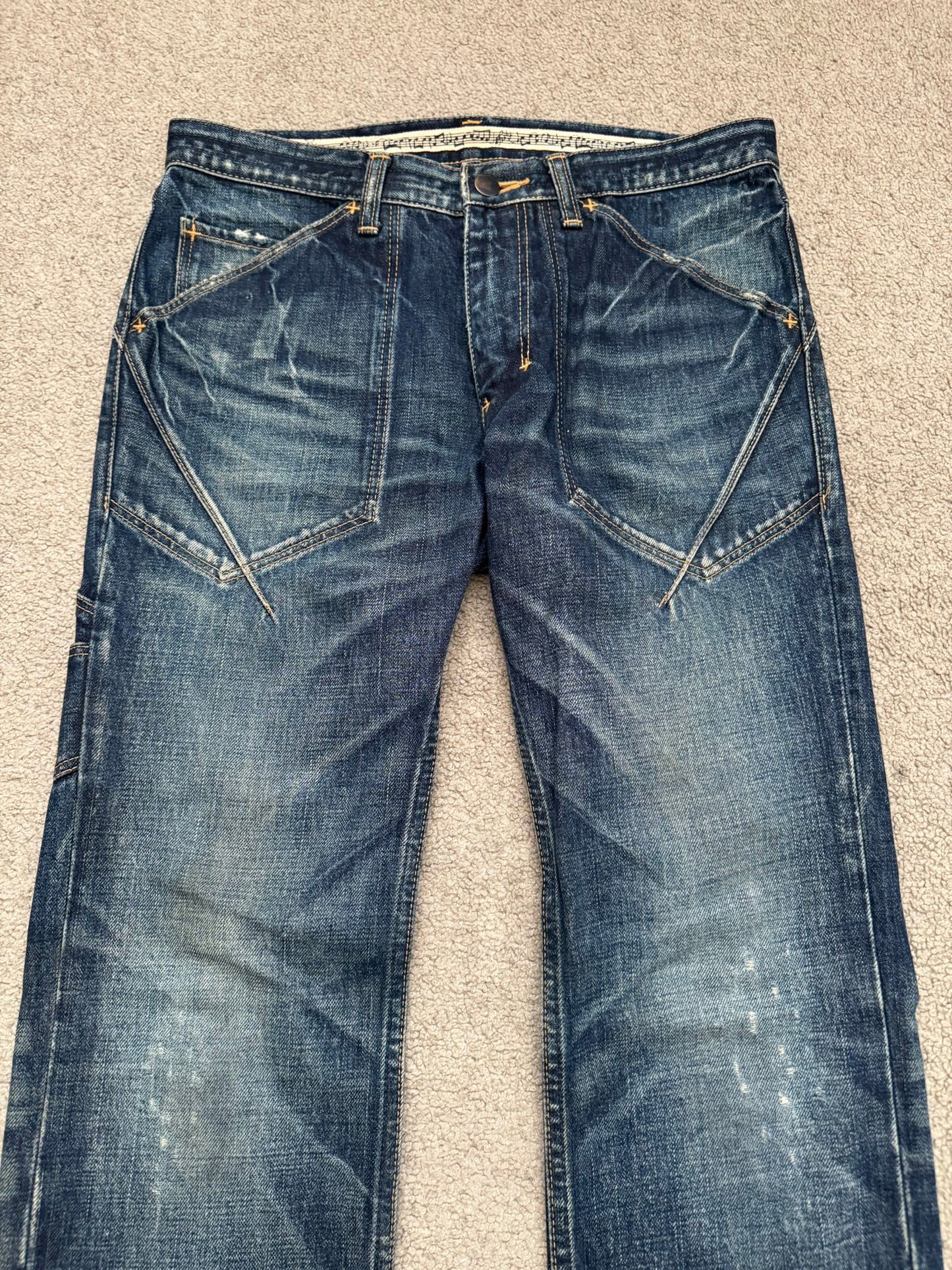 SS07 Number (N)ine Crying Heart Pain Carpenter Honeycomb Denim Jeans