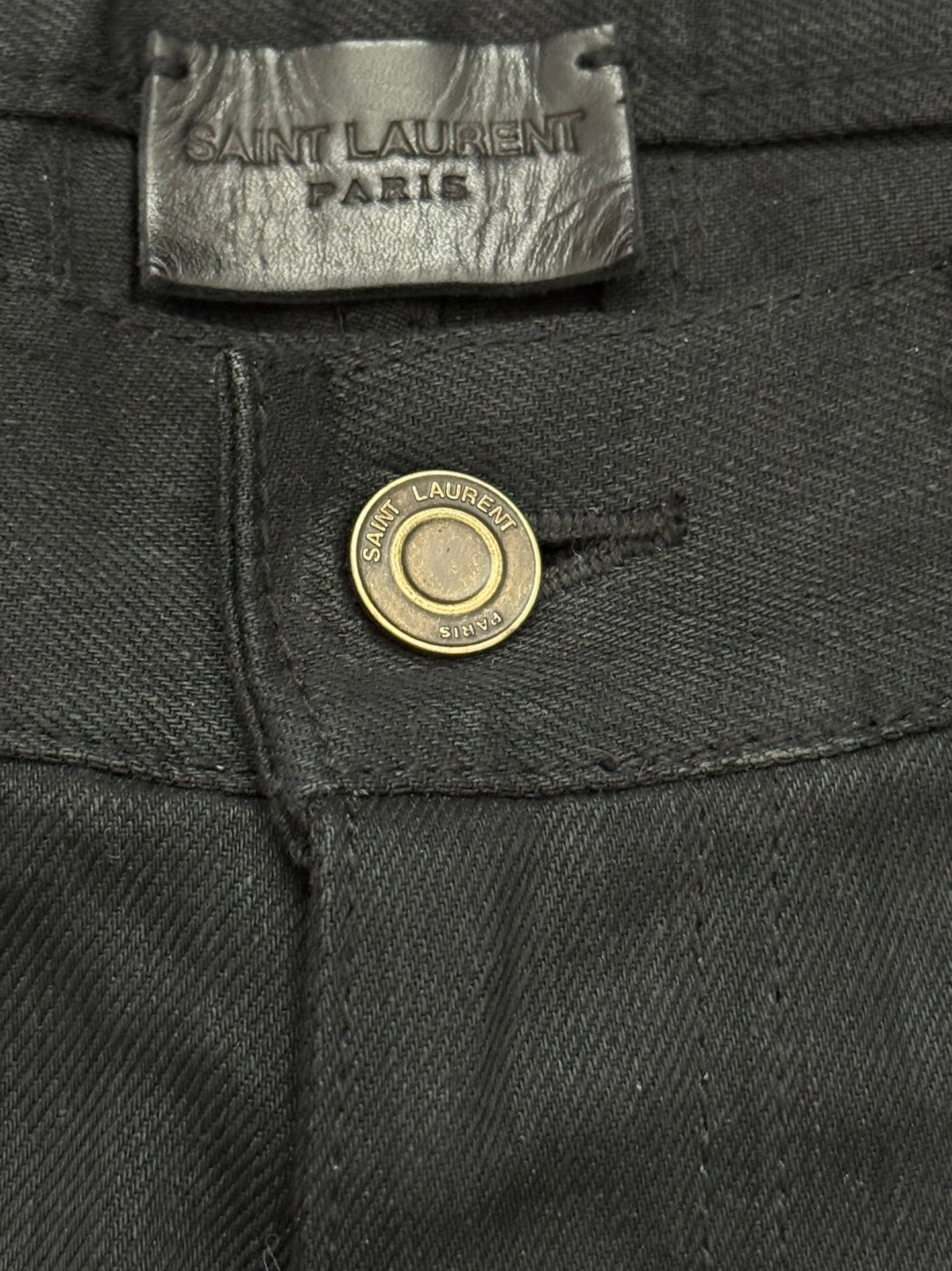 SS15 Saint Laurent by Hedi Slimane Black Waxed D02 Denim Jeans