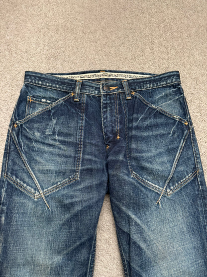 SS07 Number (N)ine Crying Heart Pain Carpenter Honeycomb Denim Jeans