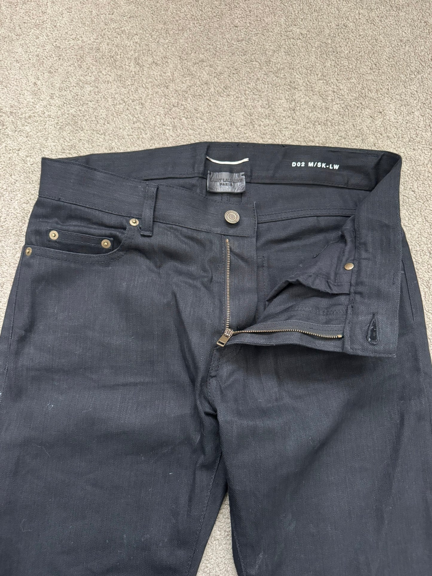 SS15 Saint Laurent by Hedi Slimane Black Waxed D02 Denim Jeans