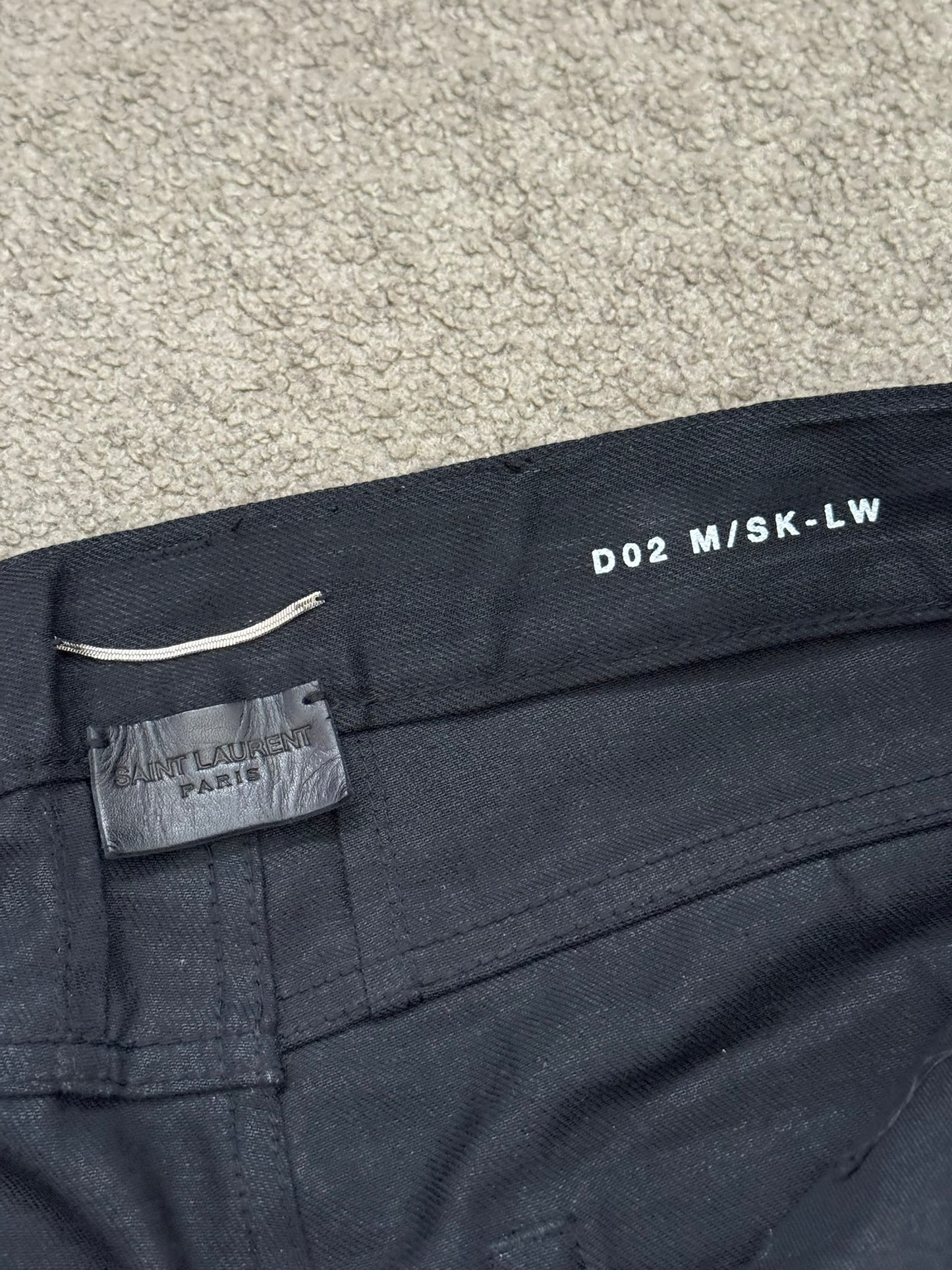 SS15 Saint Laurent by Hedi Slimane Black Waxed D02 Denim Jeans