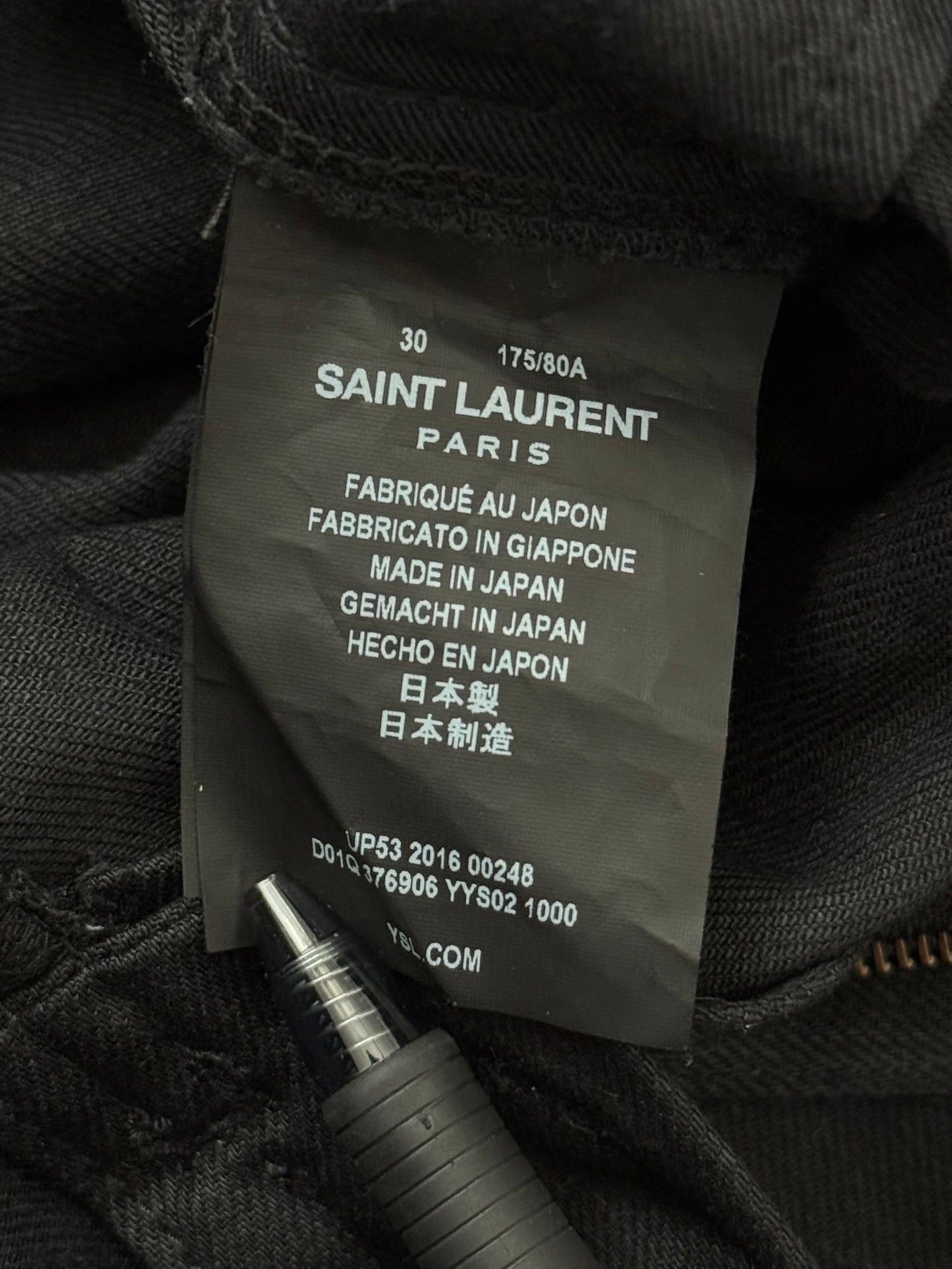 SS15 Saint Laurent by Hedi Slimane Black Waxed D02 Denim Jeans