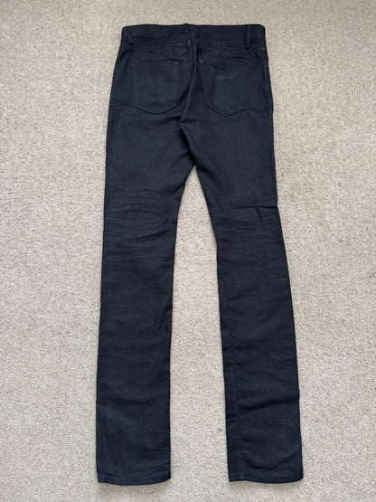 SS15 Saint Laurent by Hedi Slimane Black Waxed D02 Denim Jeans