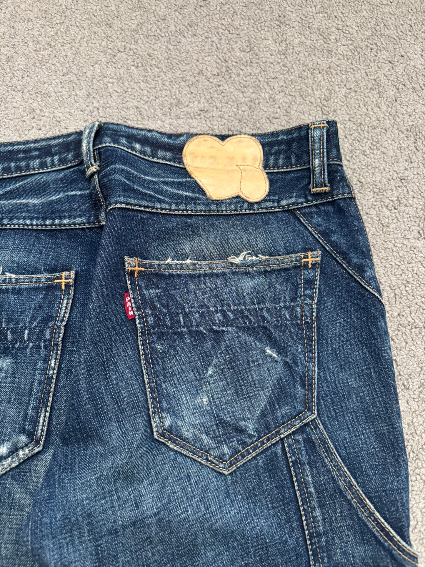 SS07 Number (N)ine Crying Heart Pain Carpenter Honeycomb Denim Jeans