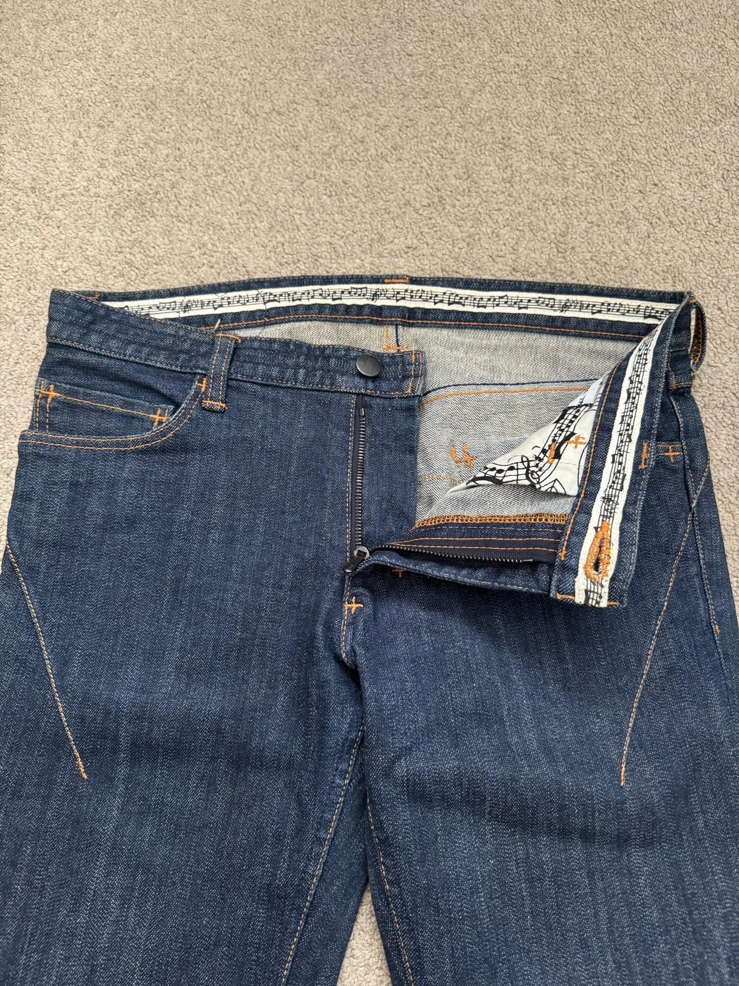FW07 Number (N)ine Indigo Crying Heart Pain Denim Jeans