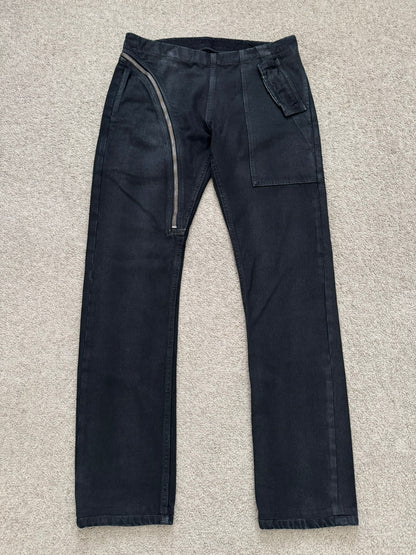 FW15 Rick Owens DRKSHDW Black Matte Waxed Aircut Denim Jeans