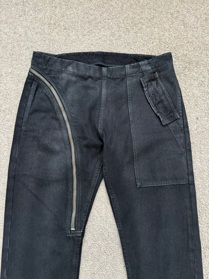FW15 Rick Owens DRKSHDW Black Matte Waxed Aircut Denim Jeans