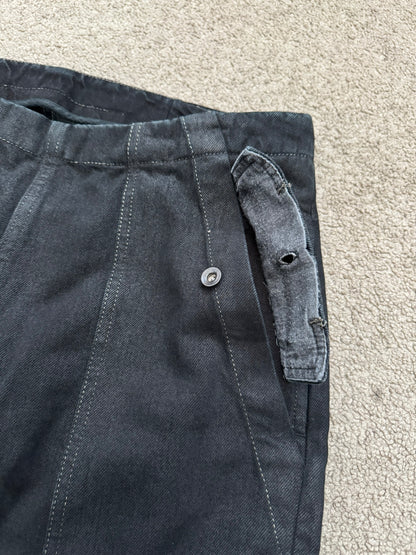 FW15 Rick Owens DRKSHDW Black Matte Waxed Aircut Denim Jeans