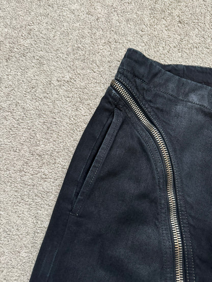 FW15 Rick Owens DRKSHDW Black Matte Waxed Aircut Denim Jeans