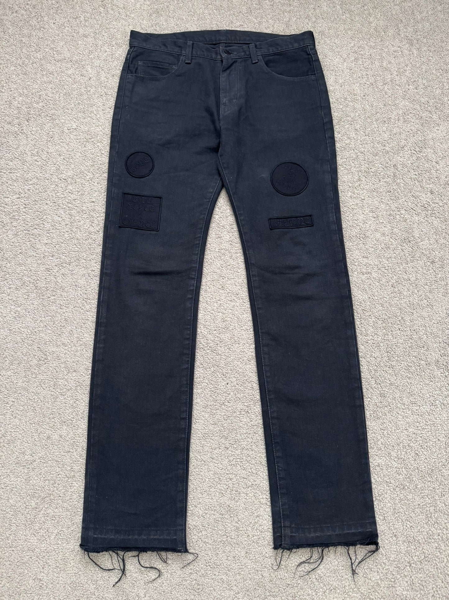 AW04 Number (N)ine "Give Peace A Chance" Patch Denim Jeans