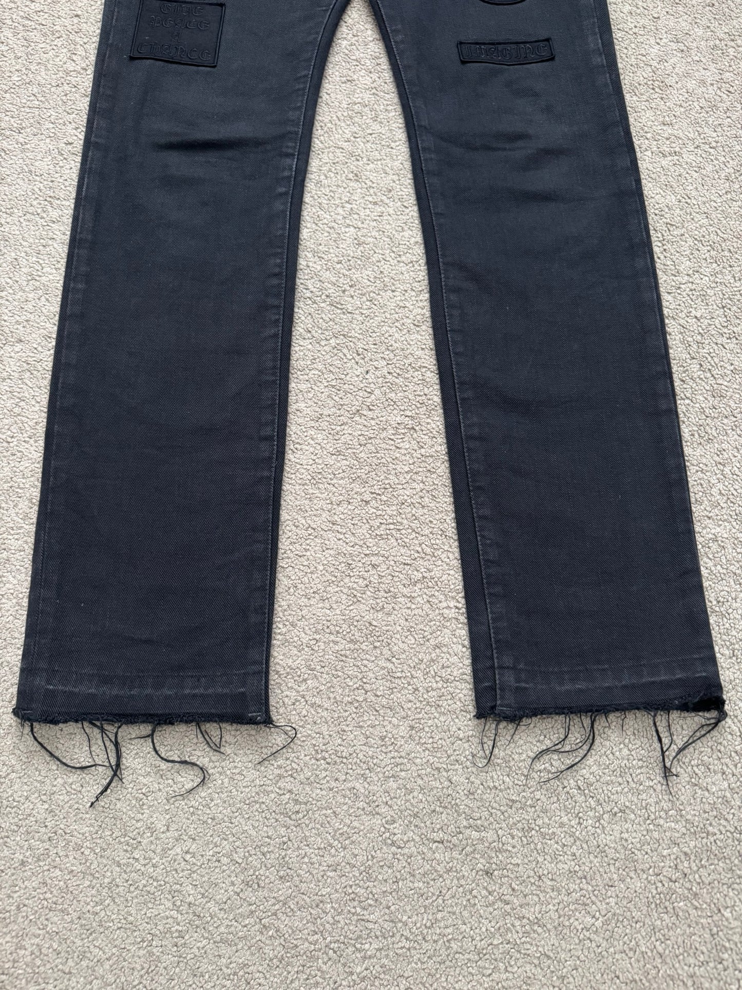 AW04 Number (N)ine "Give Peace A Chance" Patch Denim Jeans
