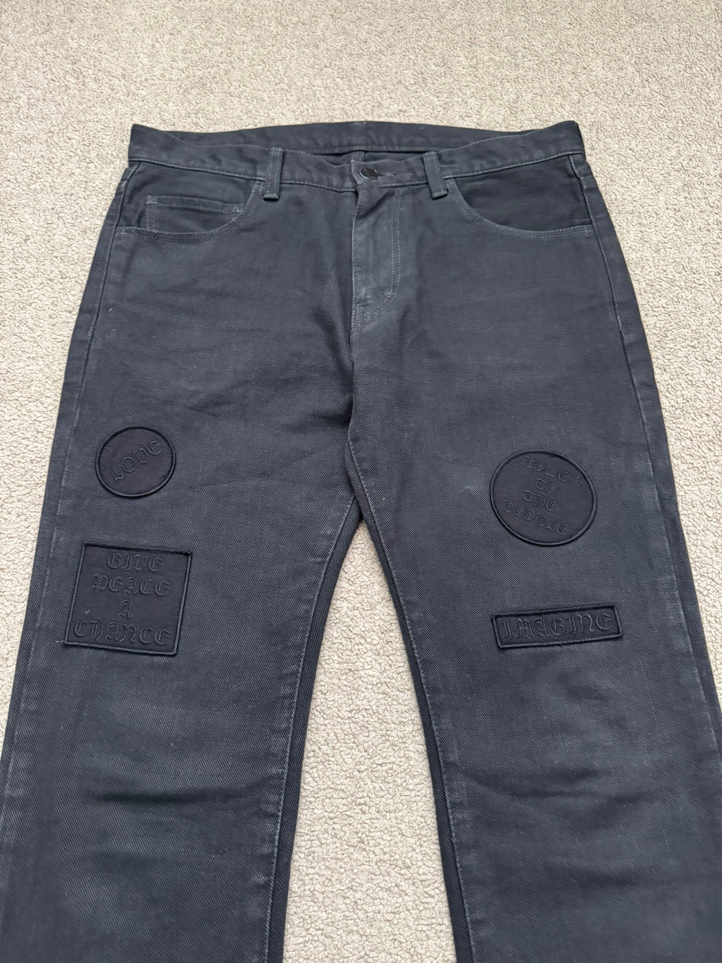 AW04 Number (N)ine "Give Peace A Chance" Patch Denim Jeans