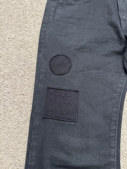 AW04 Number (N)ine "Give Peace A Chance" Patch Denim Jeans