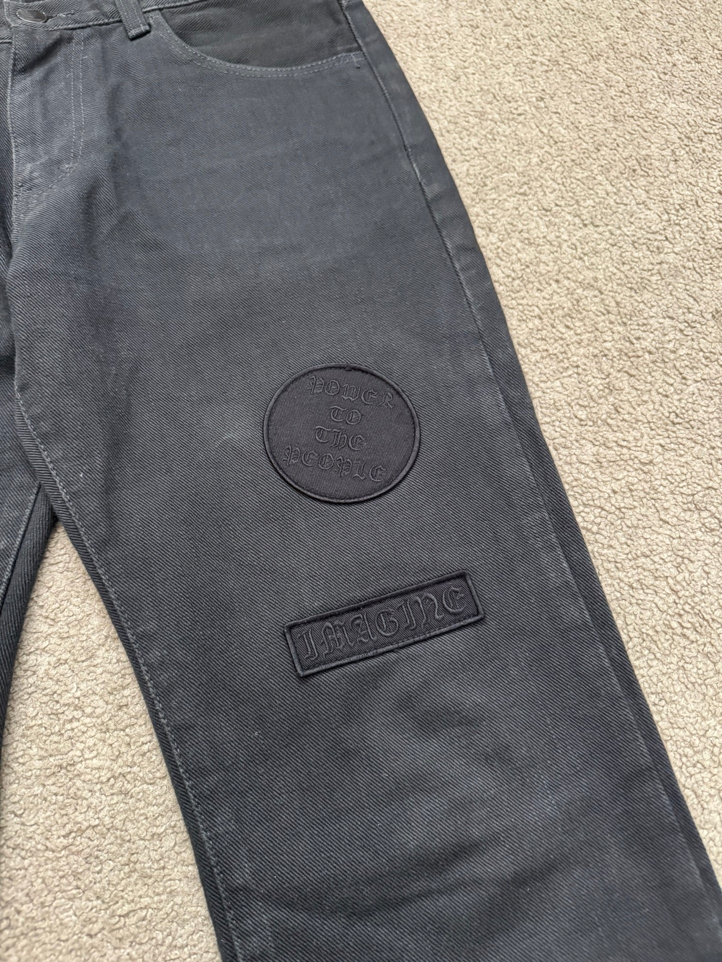 AW04 Number (N)ine "Give Peace A Chance" Patch Denim Jeans