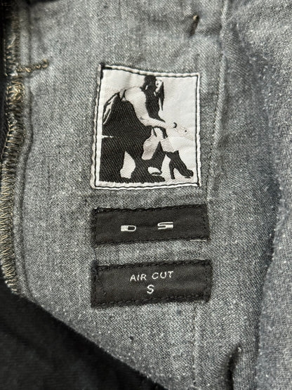 FW15 Rick Owens DRKSHDW Black Matte Waxed Aircut Denim Jeans