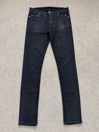 FW19 Rick Owens DRKSHDW Black Waxed Tyrone Cut Denim Jeans