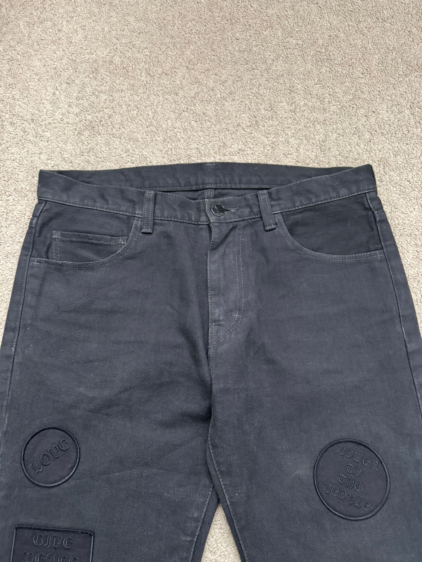 AW04 Number (N)ine "Give Peace A Chance" Patch Denim Jeans