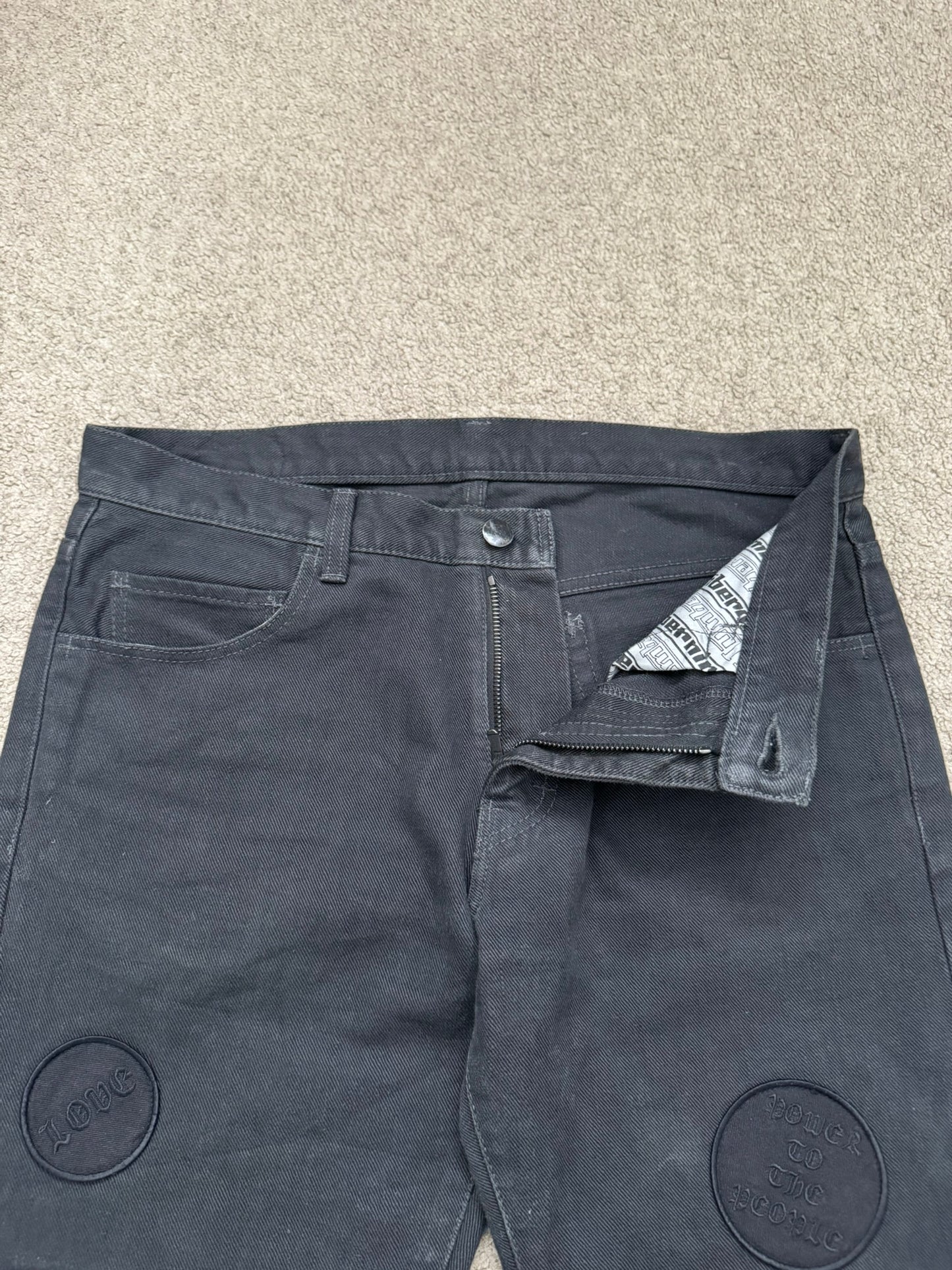 AW04 Number (N)ine "Give Peace A Chance" Patch Denim Jeans