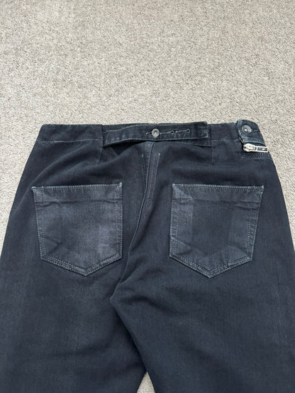 FW15 Rick Owens DRKSHDW Black Matte Waxed Aircut Denim Jeans