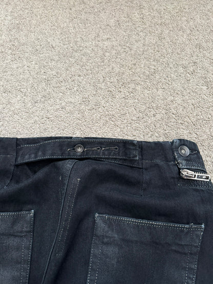 FW15 Rick Owens DRKSHDW Black Matte Waxed Aircut Denim Jeans