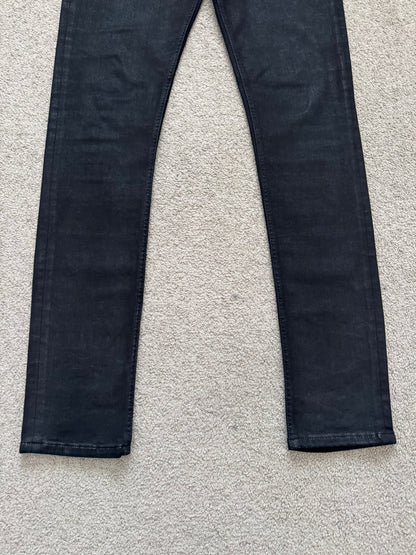 FW19 Rick Owens DRKSHDW Black Waxed Tyrone Cut Denim Jeans