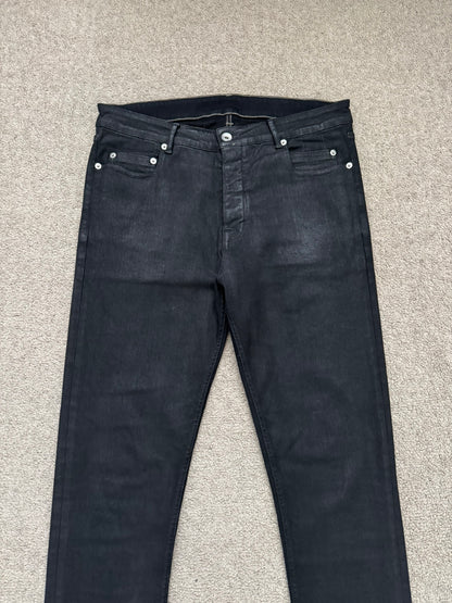 FW19 Rick Owens DRKSHDW Black Waxed Tyrone Cut Denim Jeans