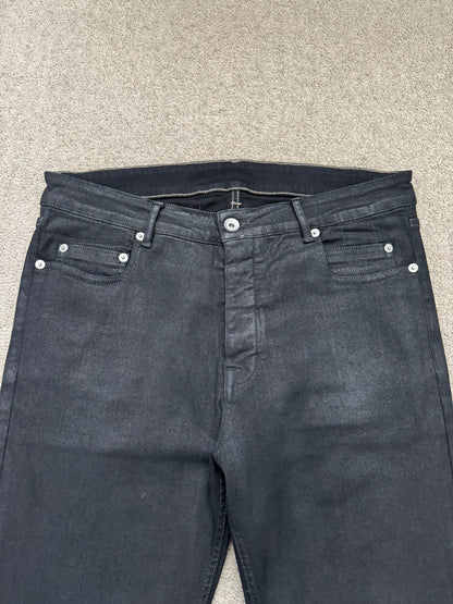FW19 Rick Owens DRKSHDW Black Waxed Tyrone Cut Denim Jeans