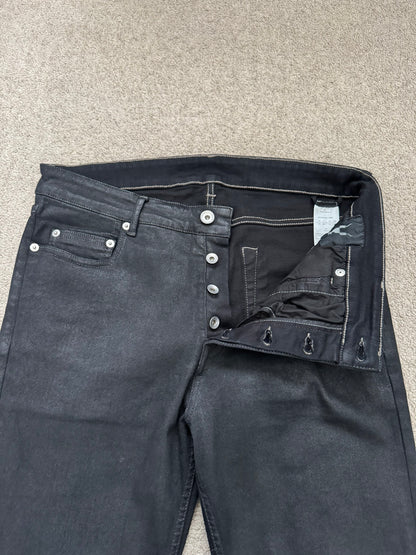 FW19 Rick Owens DRKSHDW Black Waxed Tyrone Cut Denim Jeans