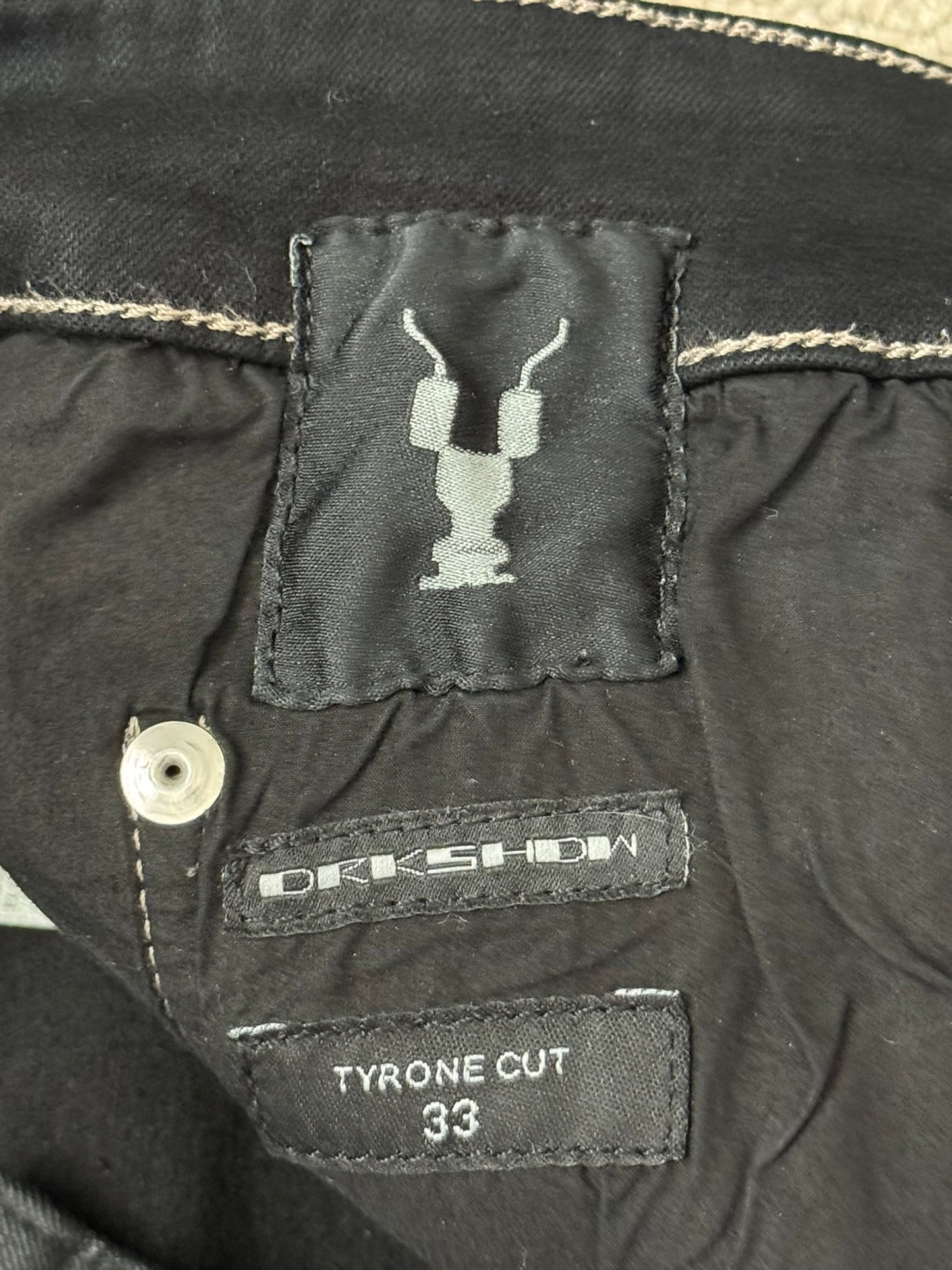 FW19 Rick Owens DRKSHDW Black Waxed Tyrone Cut Denim Jeans