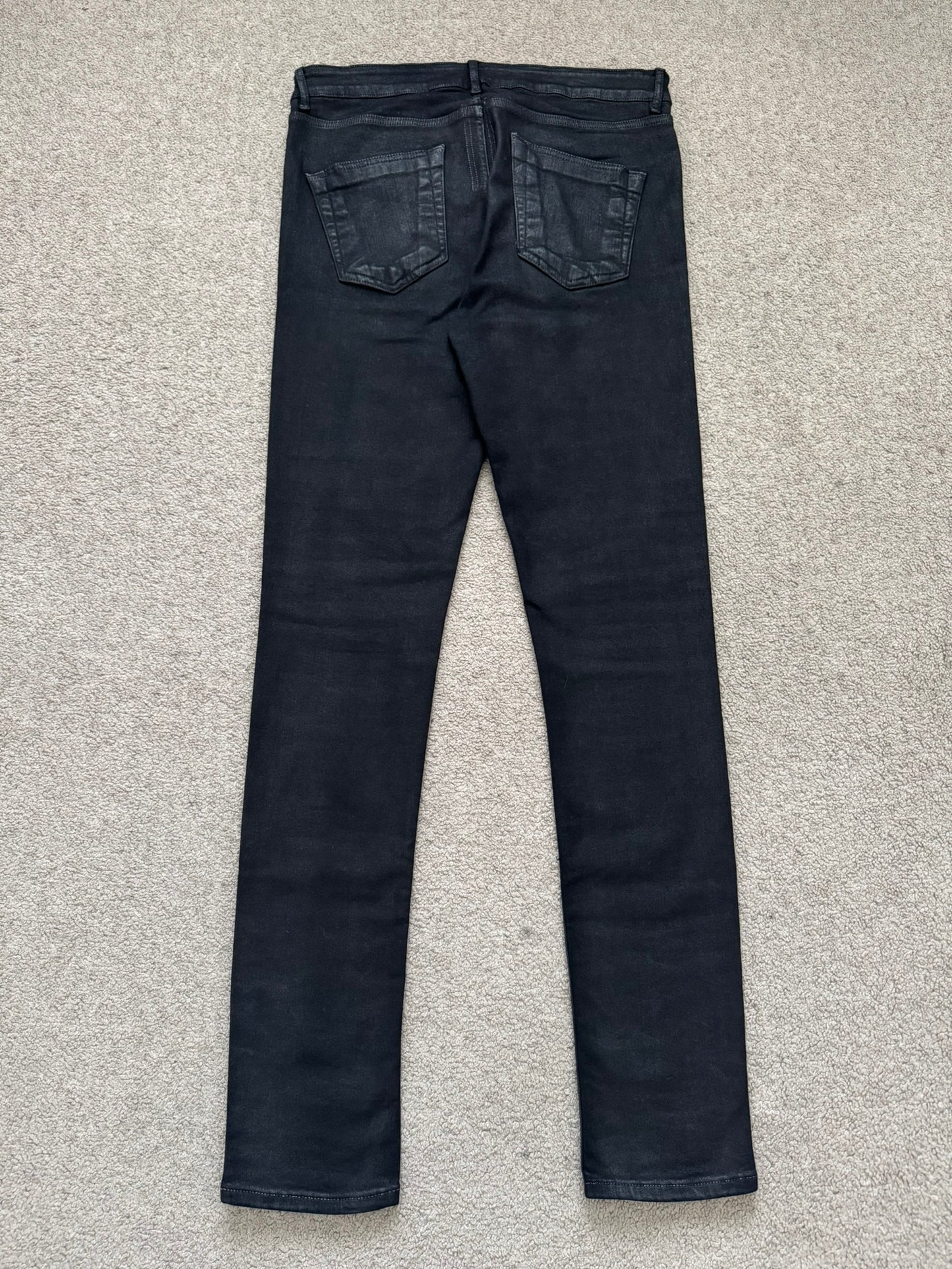 FW19 Rick Owens DRKSHDW Black Waxed Tyrone Cut Denim Jeans